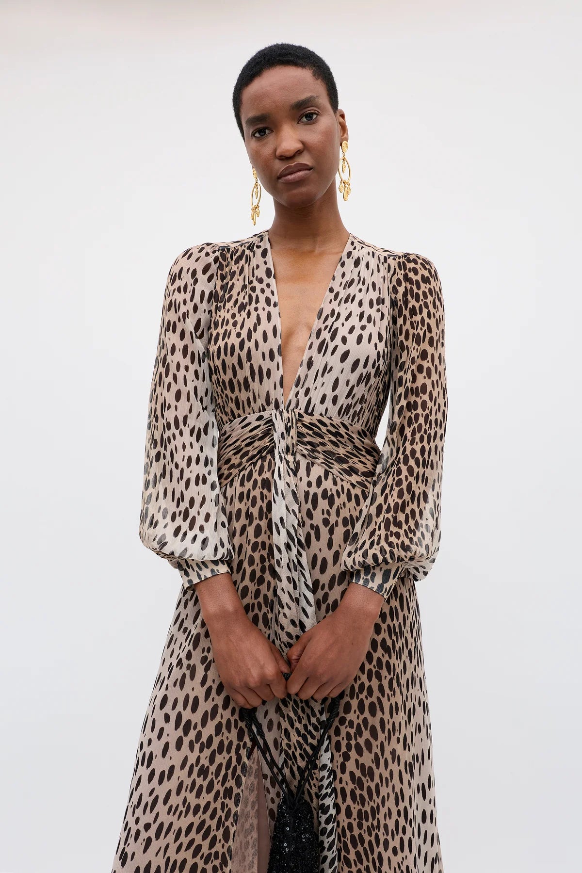 The Meera Dress in Antelope Spot Black