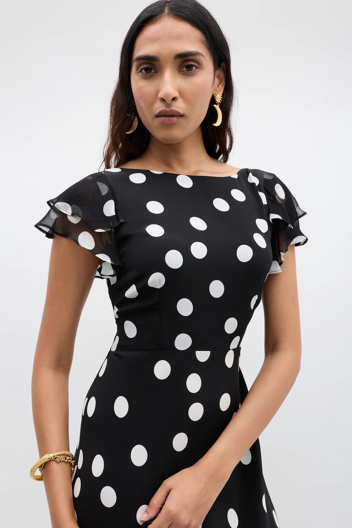 The Ordinia Mono Polka Dot Dress