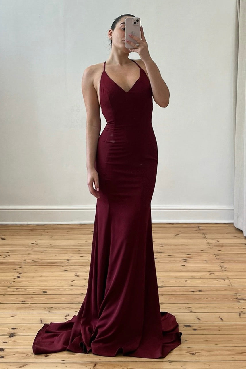 The Elain Gown in Burgundy - Resale