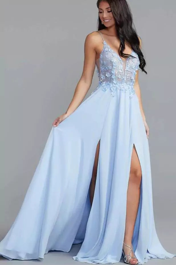Blue Sheer Bodice Maxi Dress - Resale