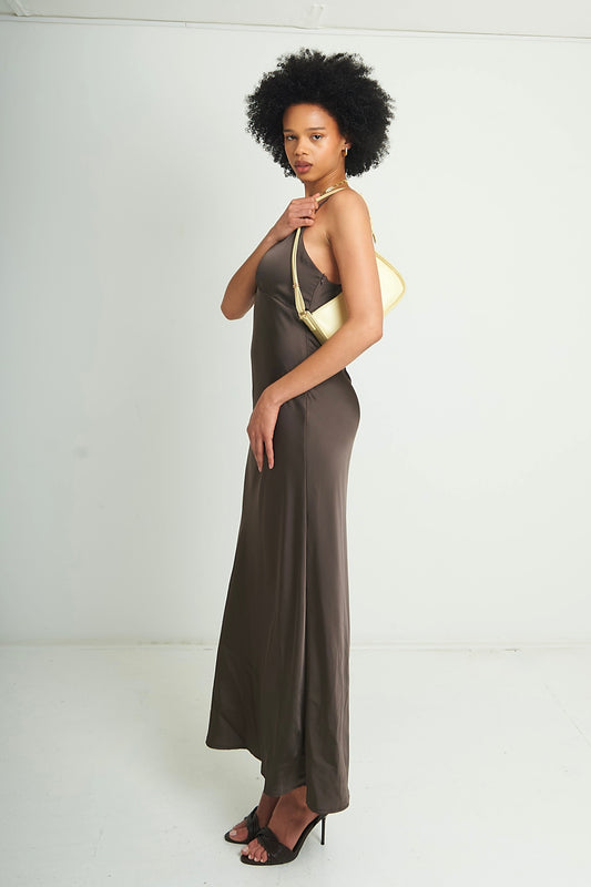 The Veni V-Neck Maxi Dress in Espresso