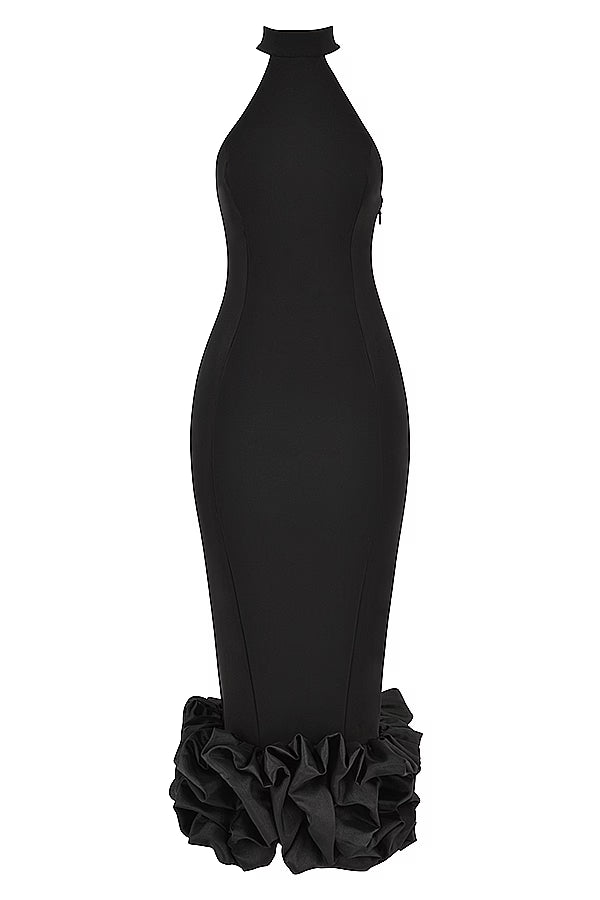 The Juniper Black Peplum Maxi Dress