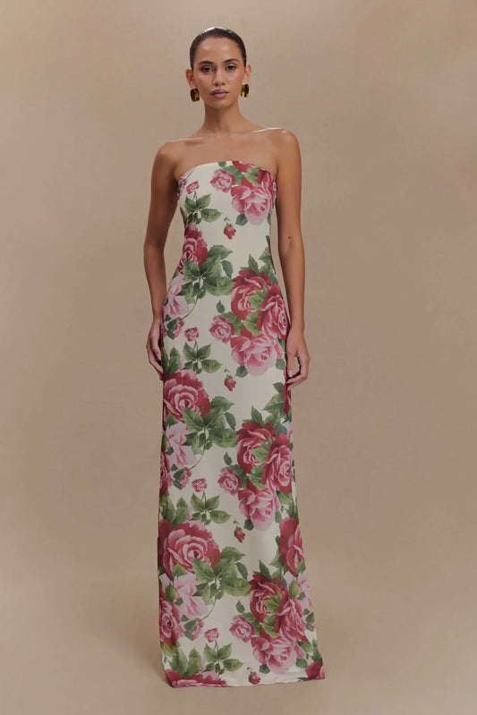 Ella Strapless Chiffon Maxi Dress