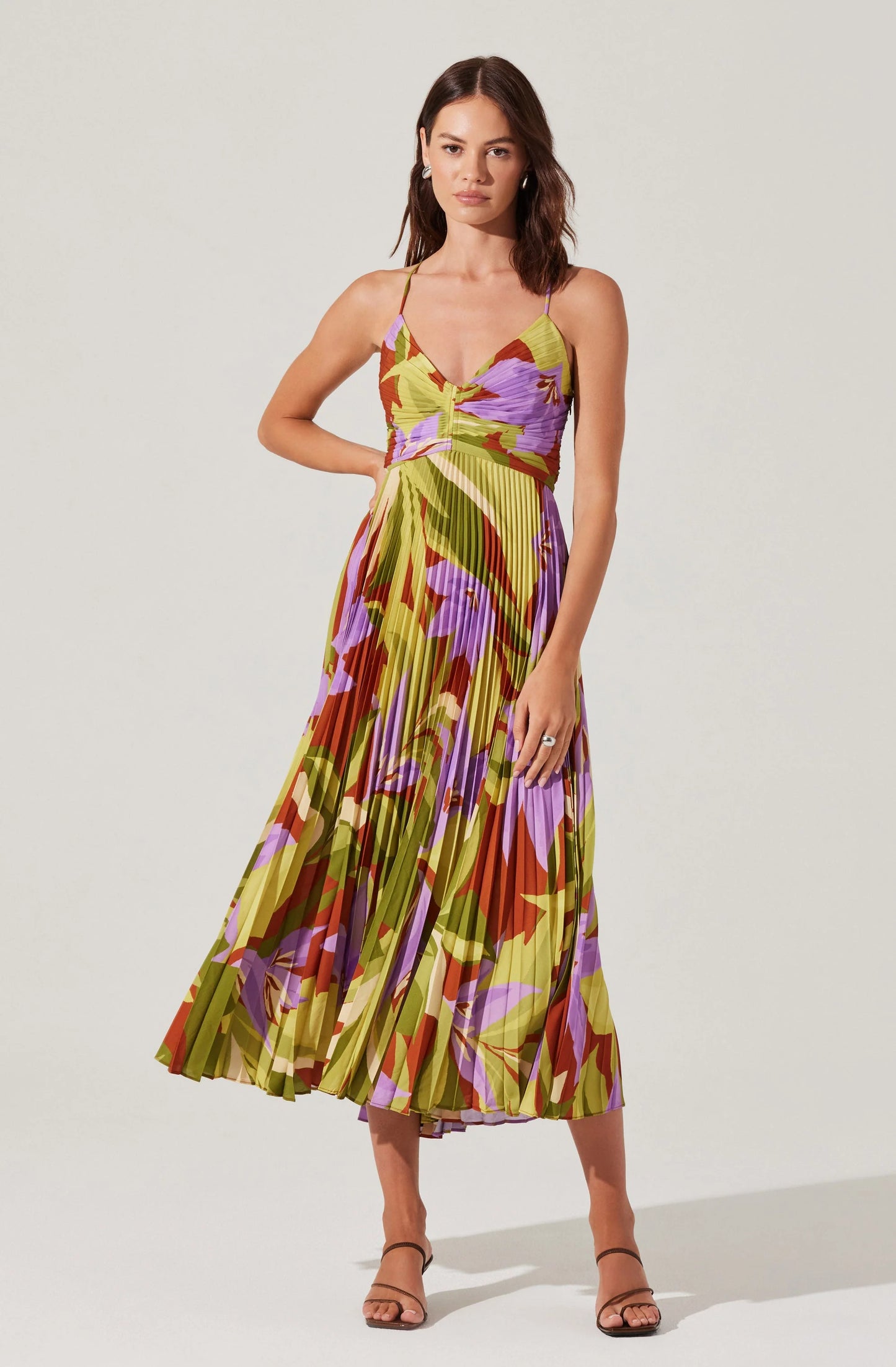 The Blythe Dress in Green Rust Floral