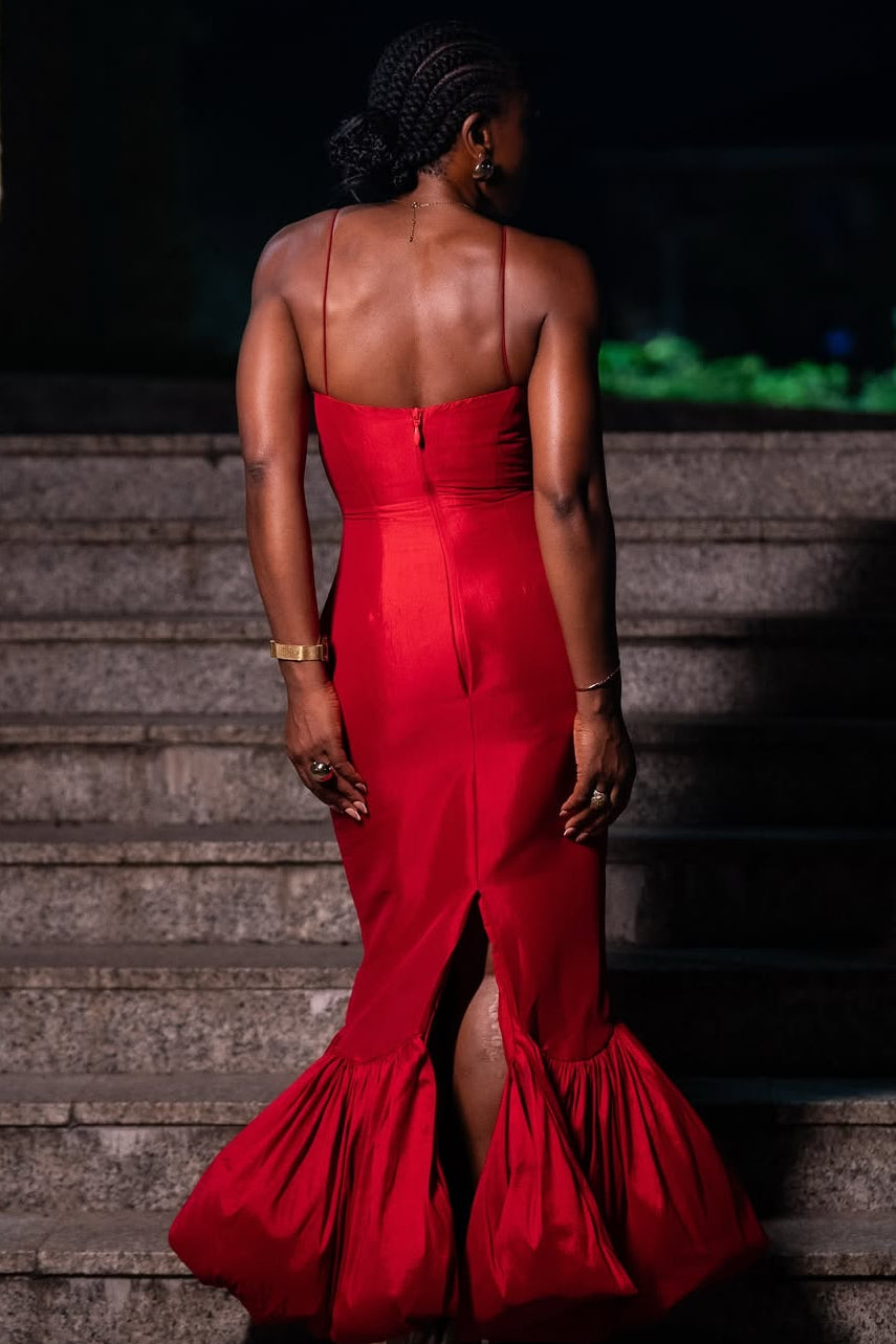 The Calina midi Dress - Red