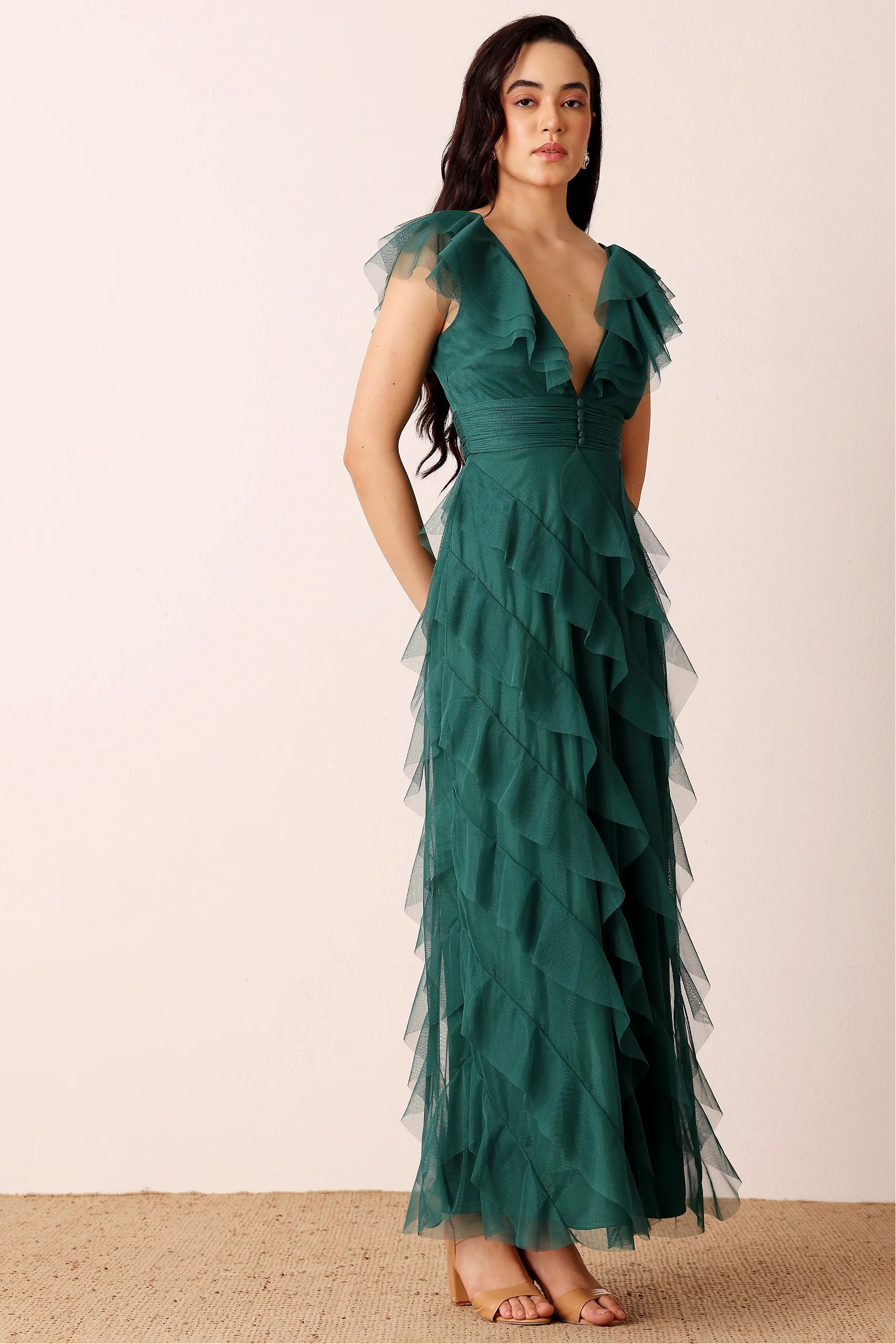 slim fit dress slacks Front Twist Satin Dress – Long Sleeve Satin Maxi in Emerald Green Small / Satin / Emerald