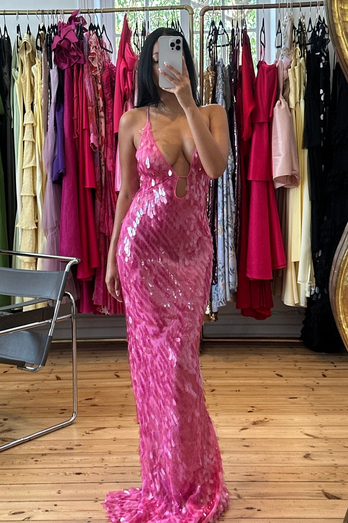 The Sapphire Sequin Gown in Pink Sequin