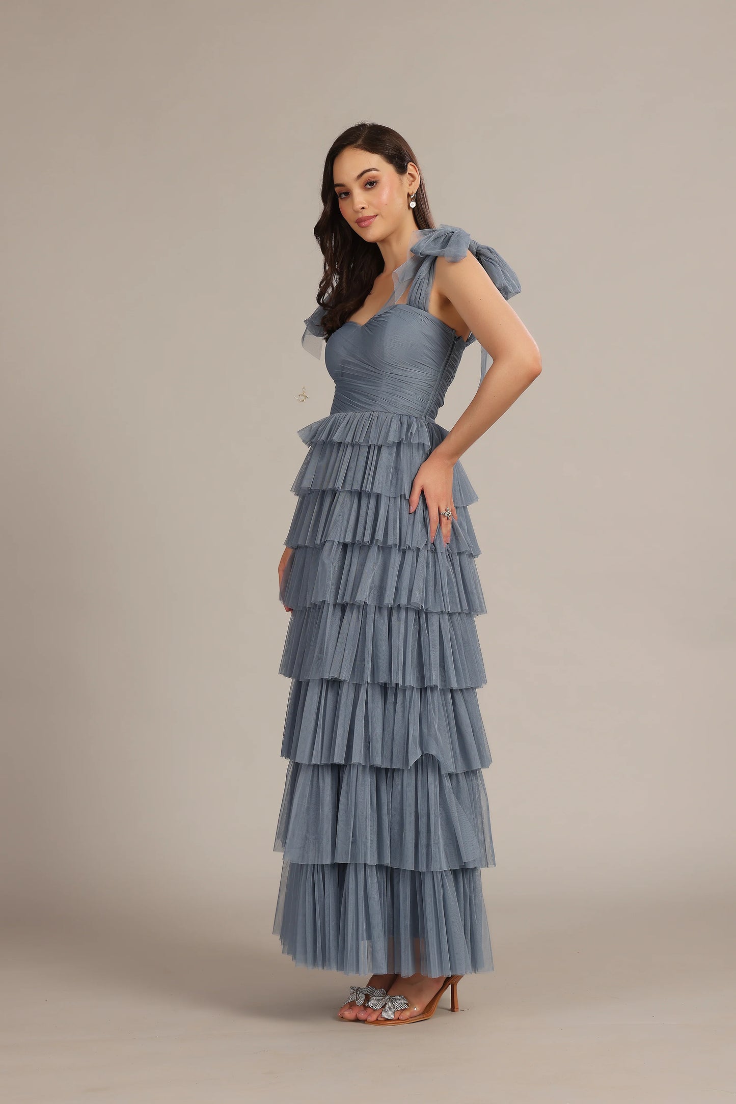 The Ophelia Maxi Dress in Dusty Blue