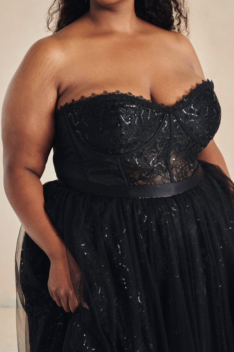 Lace and sequin bodice
