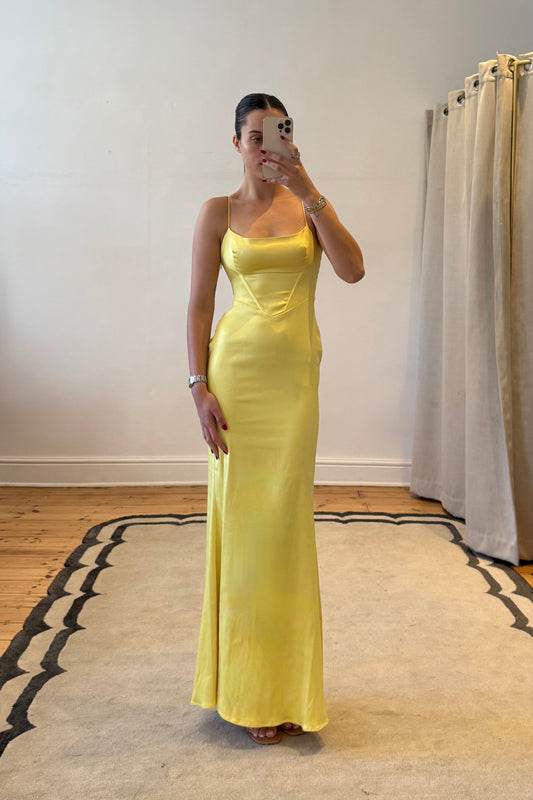 The Golden Hour Satin Midi Dress