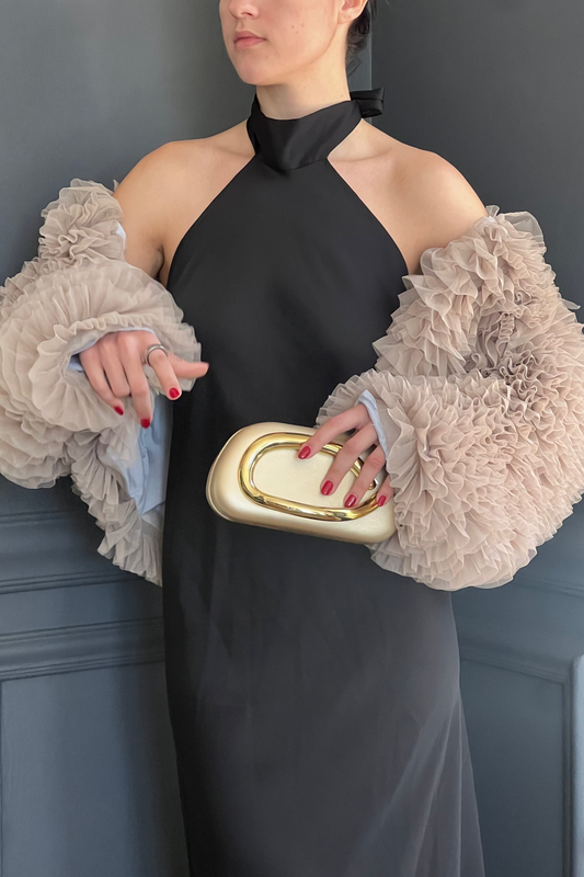 The Ruffle Statement Jacket in Beige
