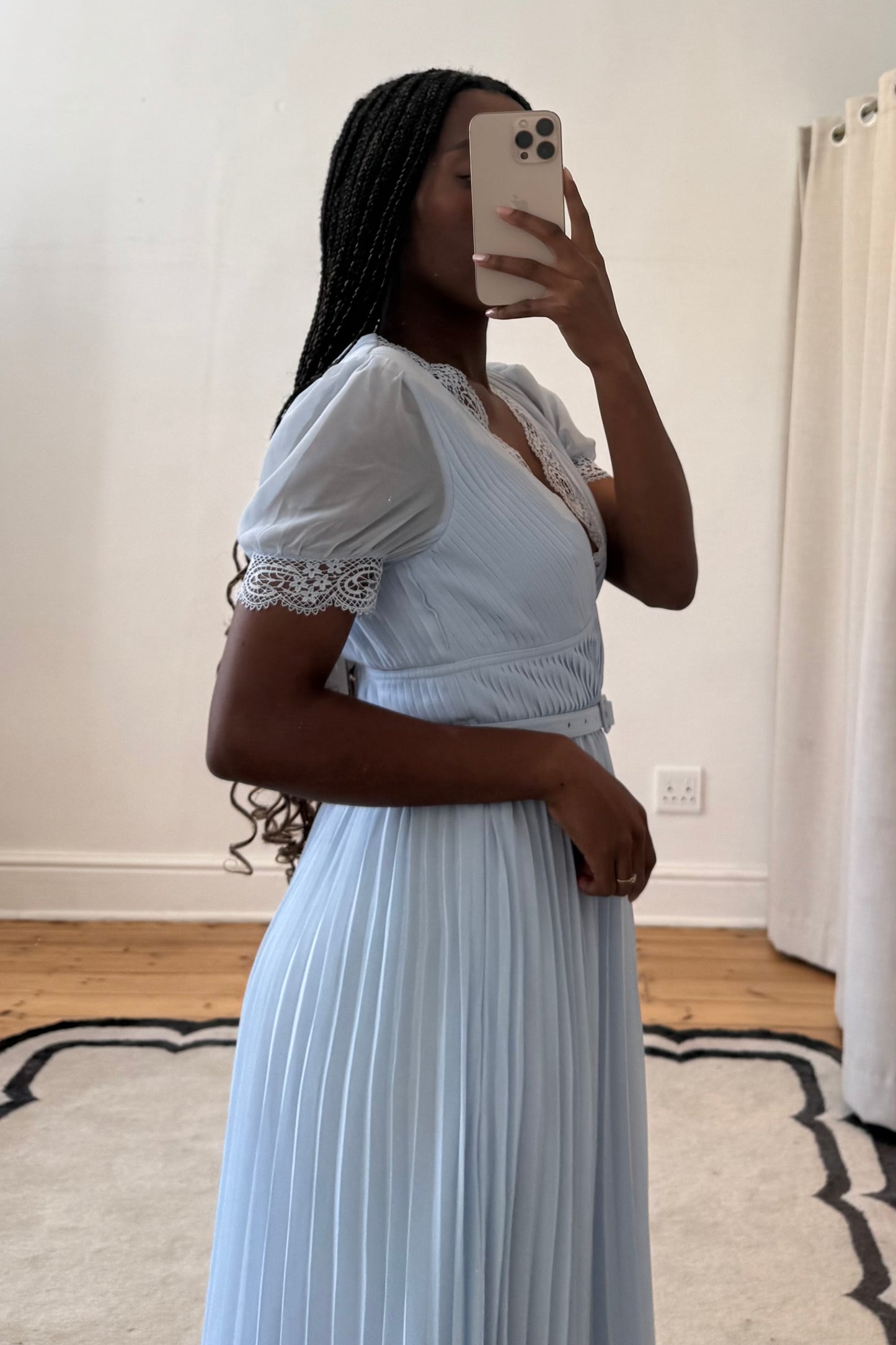 The Blue Chiffon Midi Dress