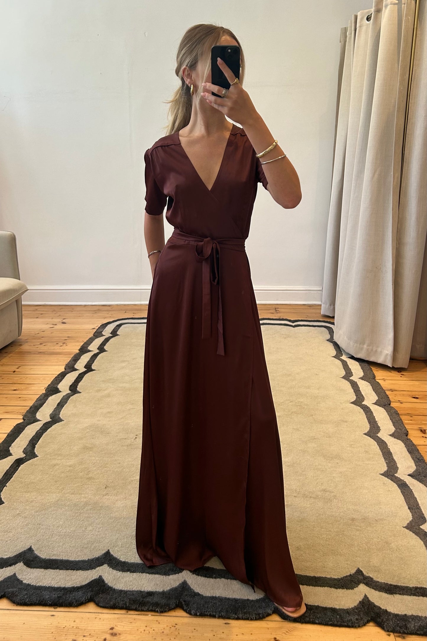 The Chocolate Satin Wrap Dress