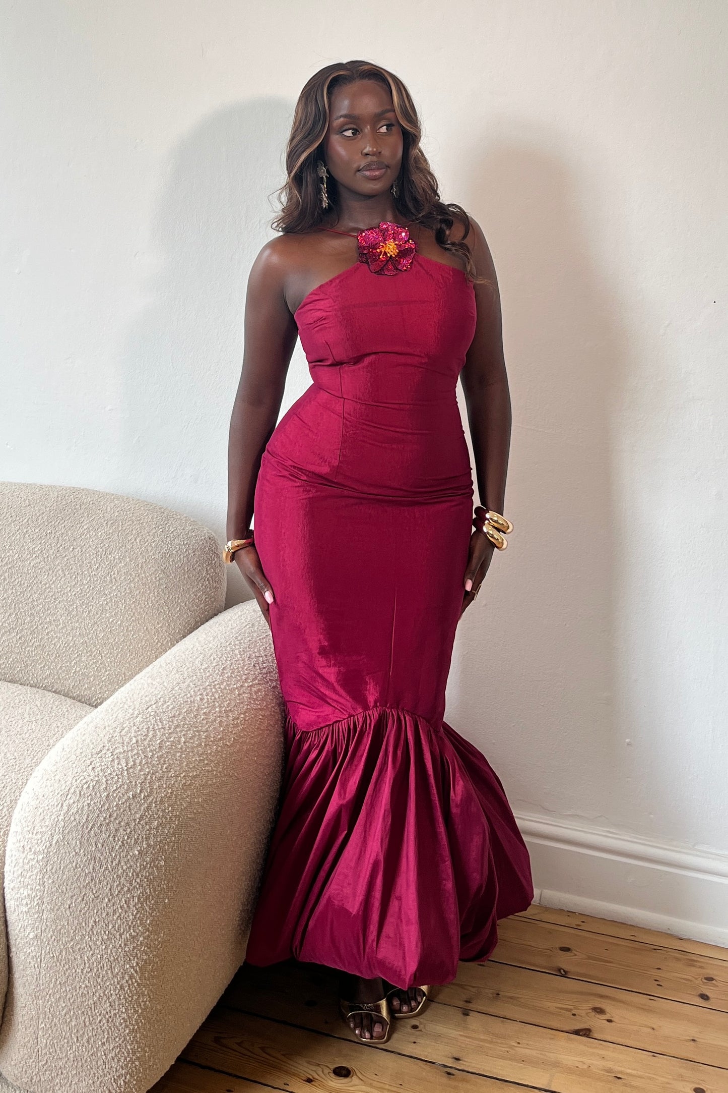 The Calina midi Dress - Maroon