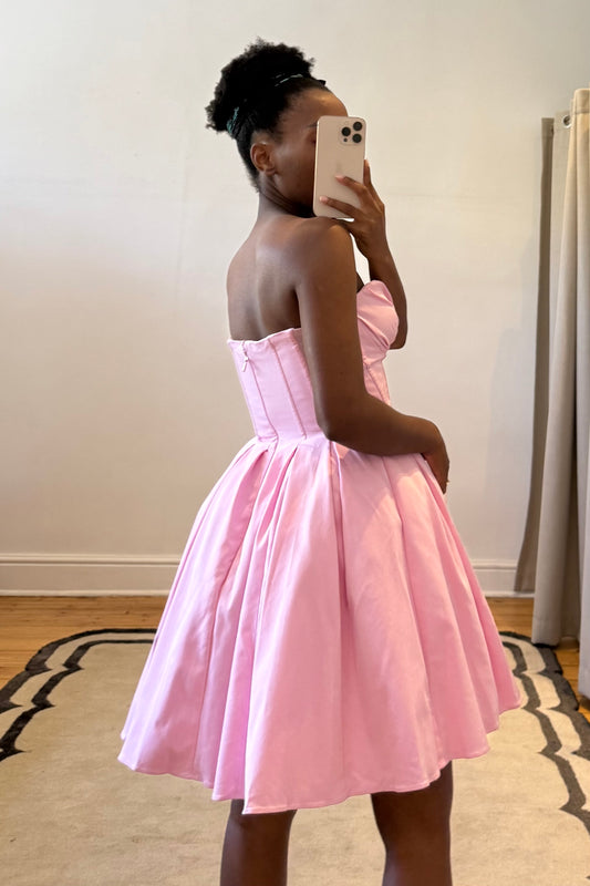 Mar Cotton Candy Twill Strapless Mini Dress