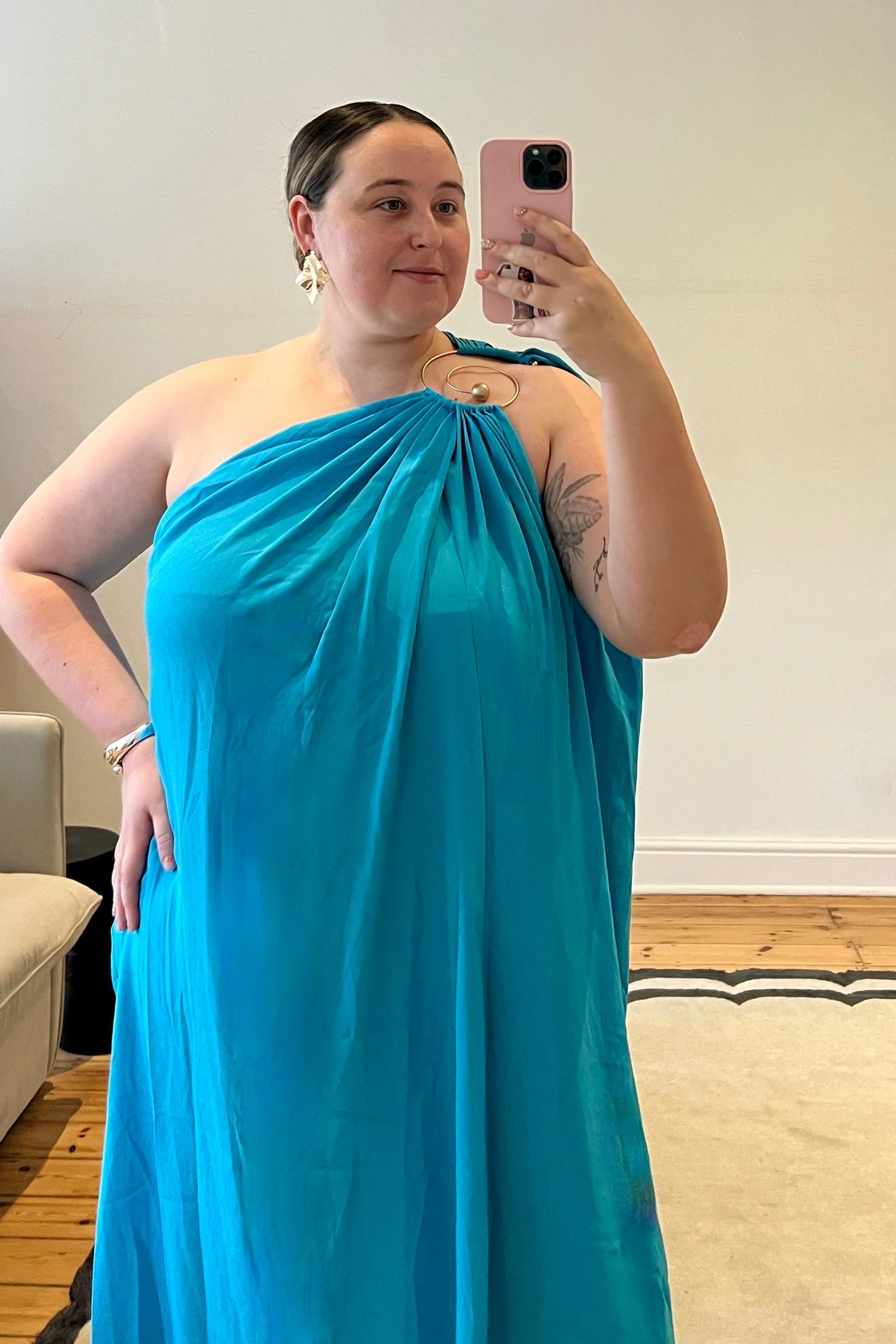 The Callista Spiral One Shoulder Dress