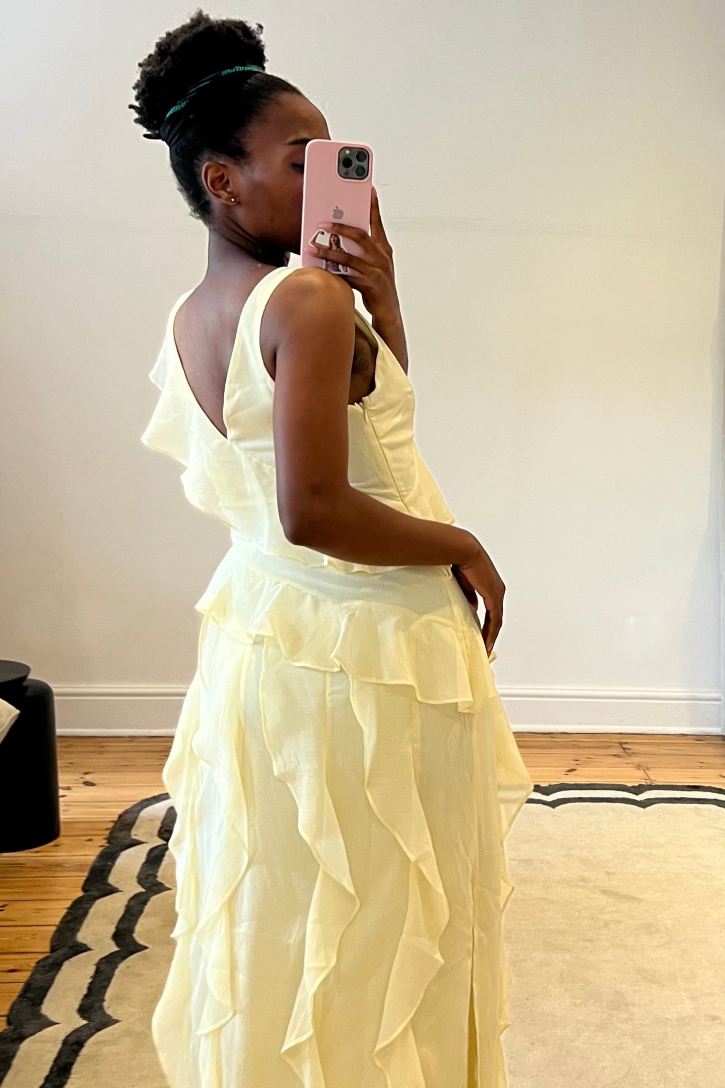 Faye Ruffle Maxi Dress in Butter Yellow