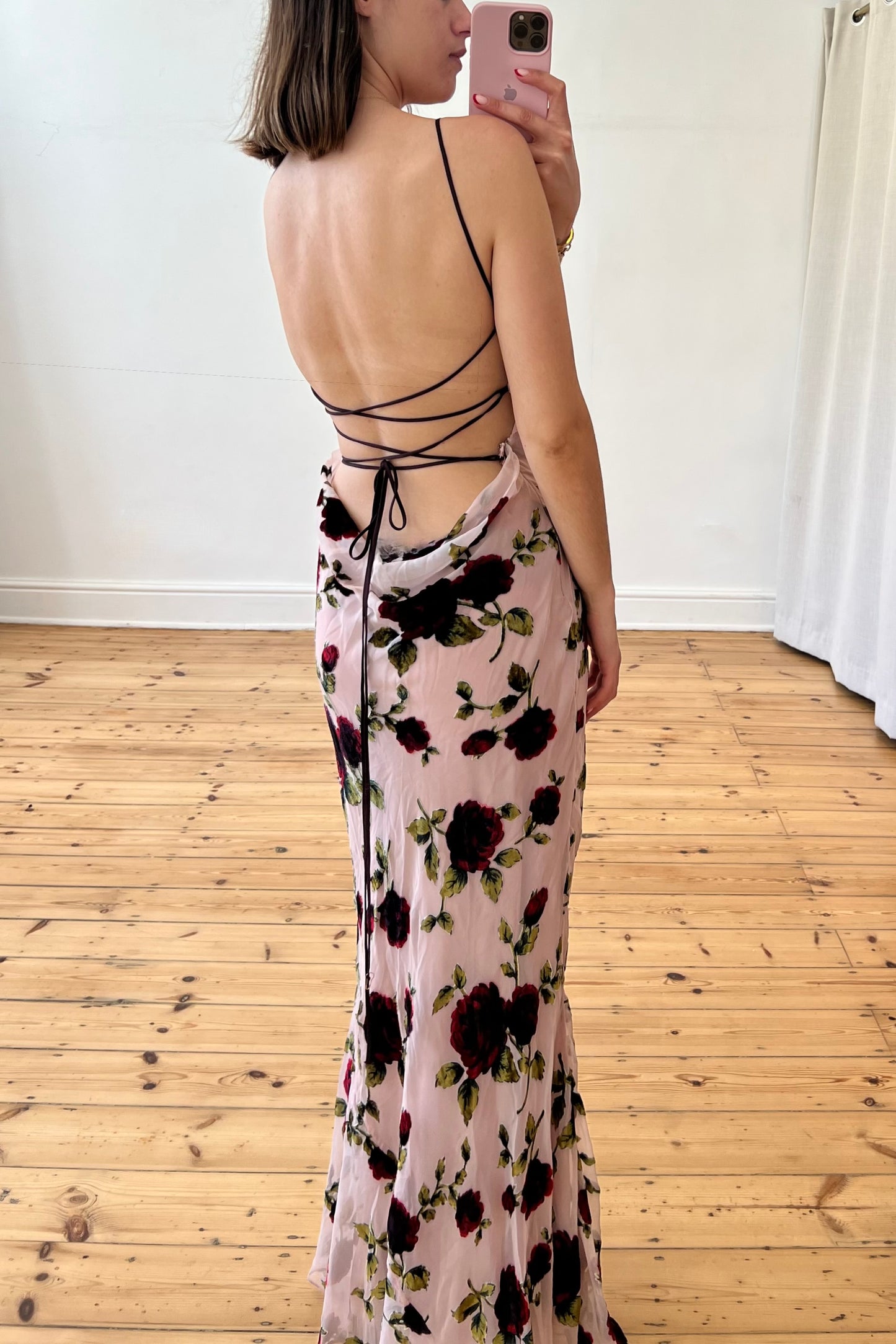 The Serena Pink Devore Maxi Dress