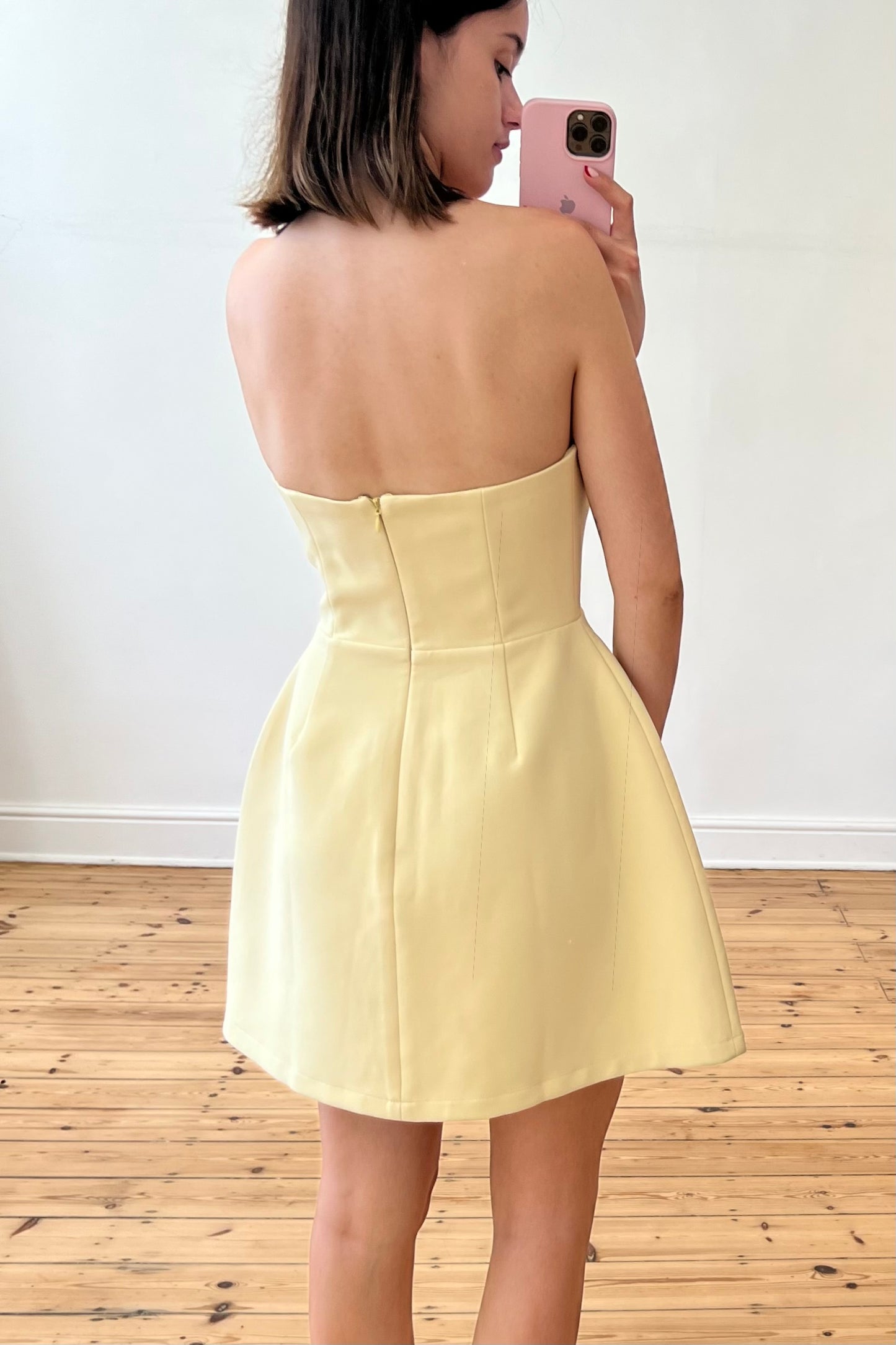 The Ultimate Muse Strapless Dress in Lemon