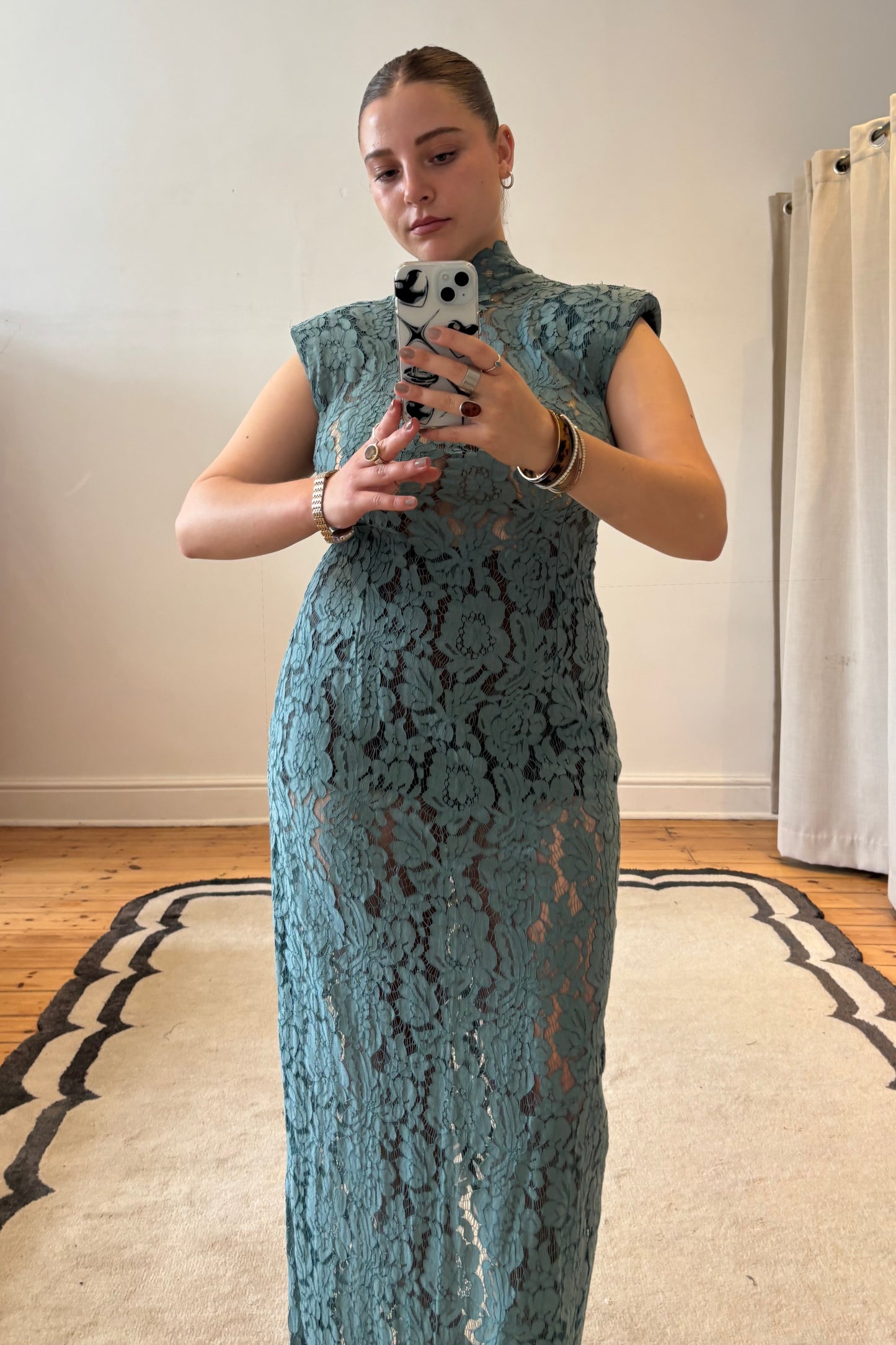 The Blue Lace Open Back Dress