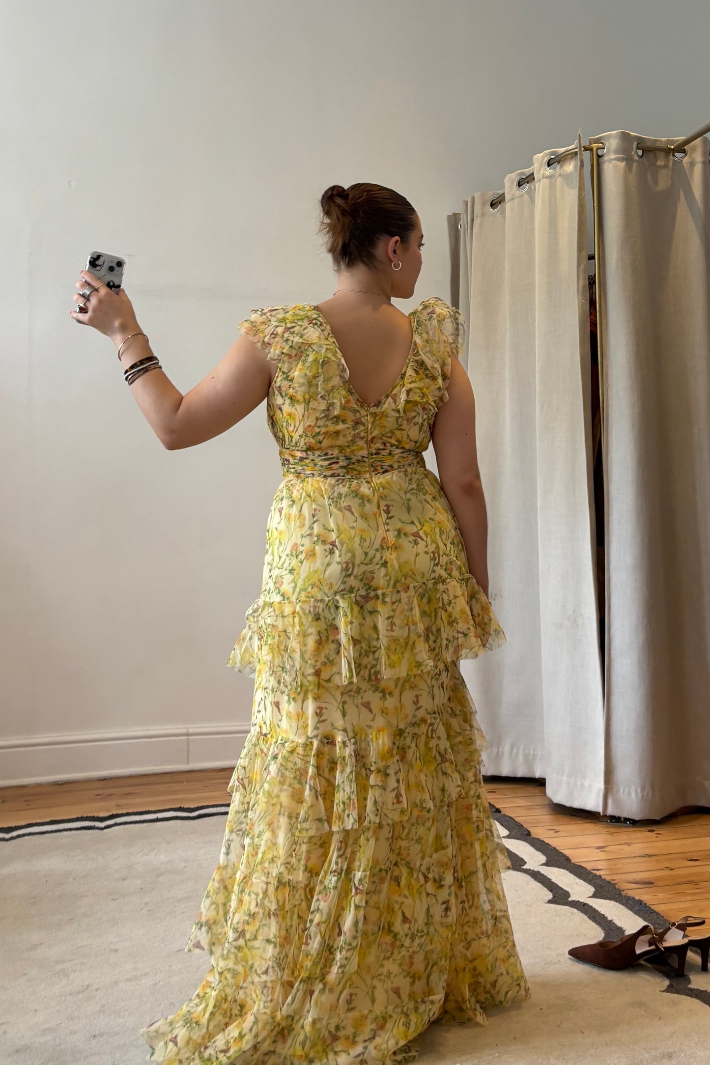 Olympia Maxi Dress in Yellow Floral