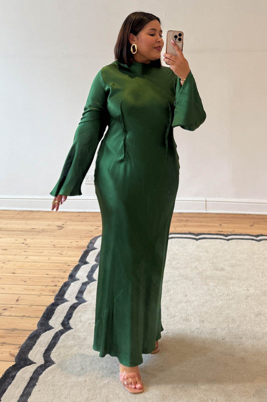 The Emerald Satin Dress - Resale