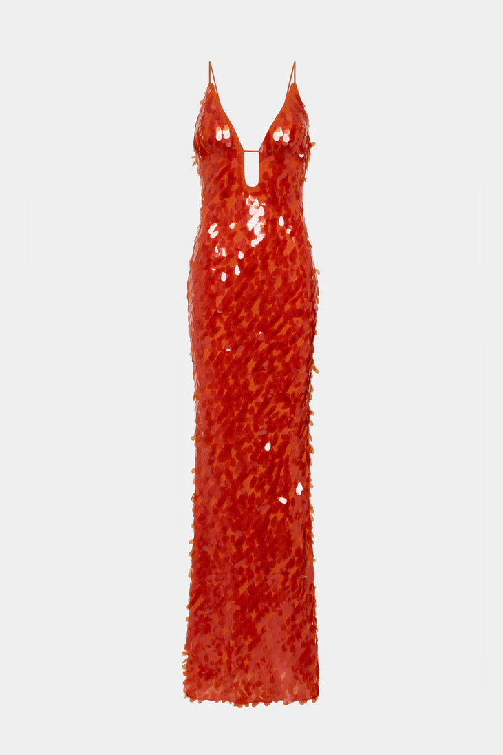 The Sapphire Sequin Gown in Red Sequin