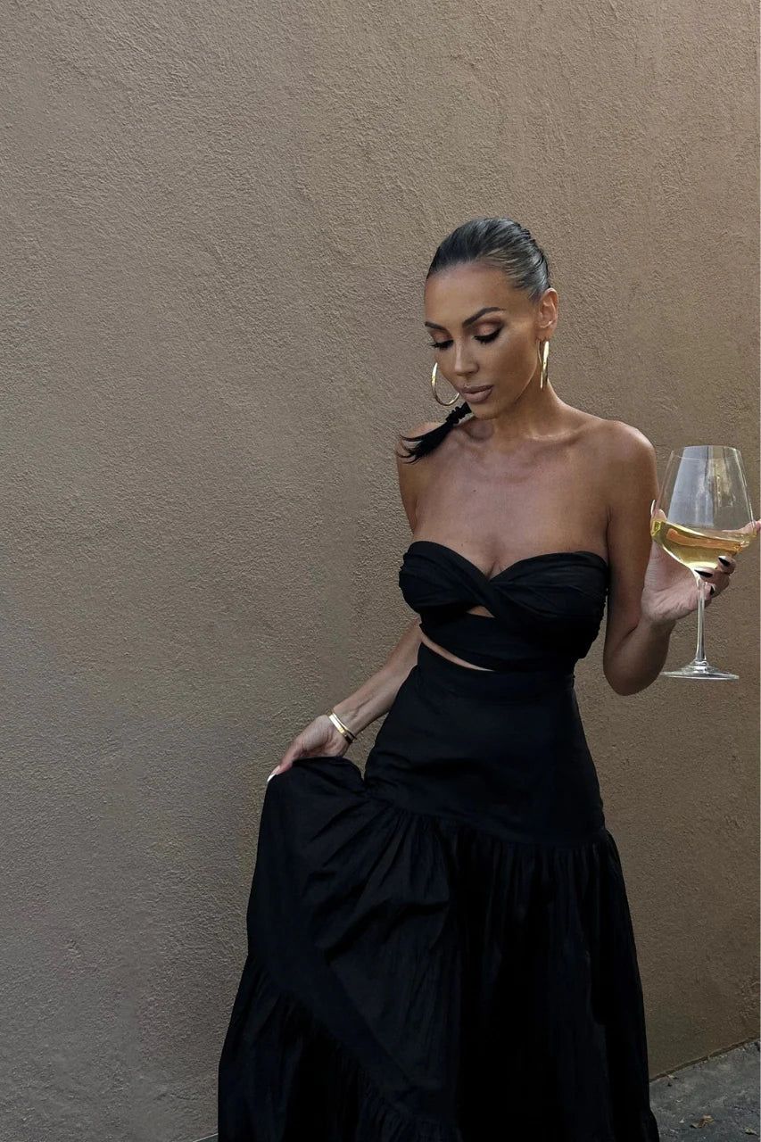 Vittoria Black Top and Maxi Skirt Set - Resale