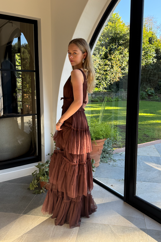 The Luna Maxi Dress in Chocolate