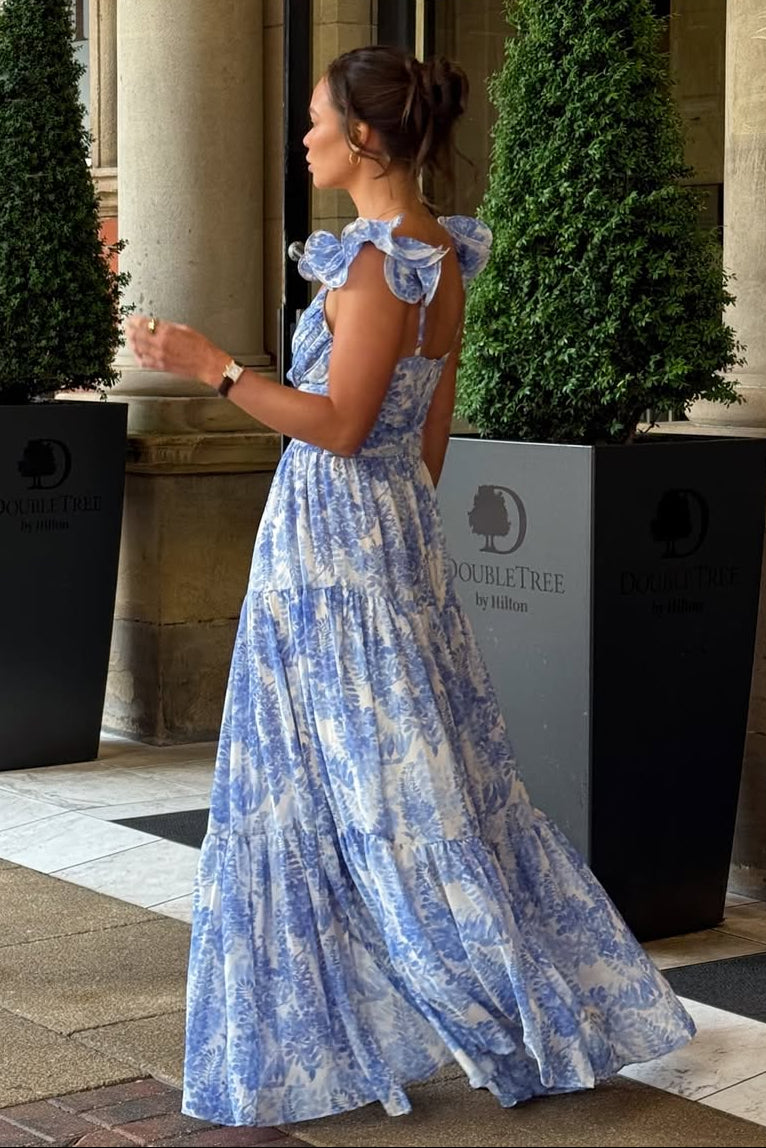 The Fritillaria Dress in Blue Floral
