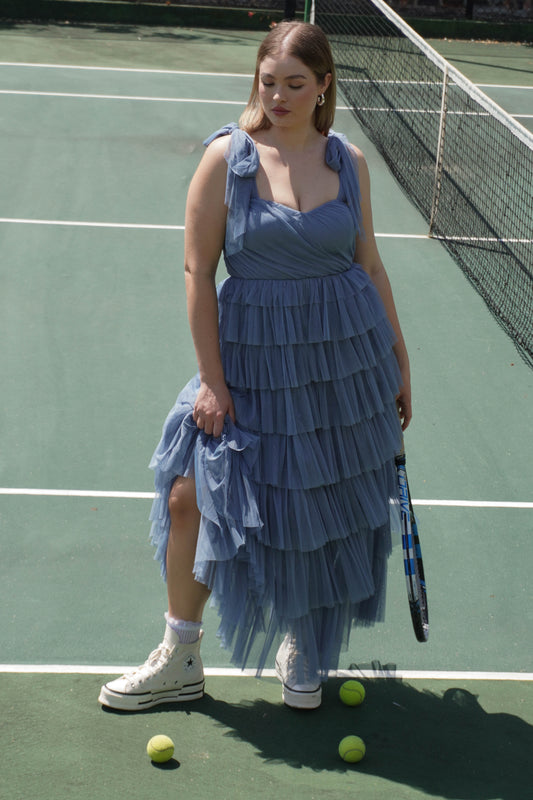 The Ophelia Maxi Dress in Dusty Blue