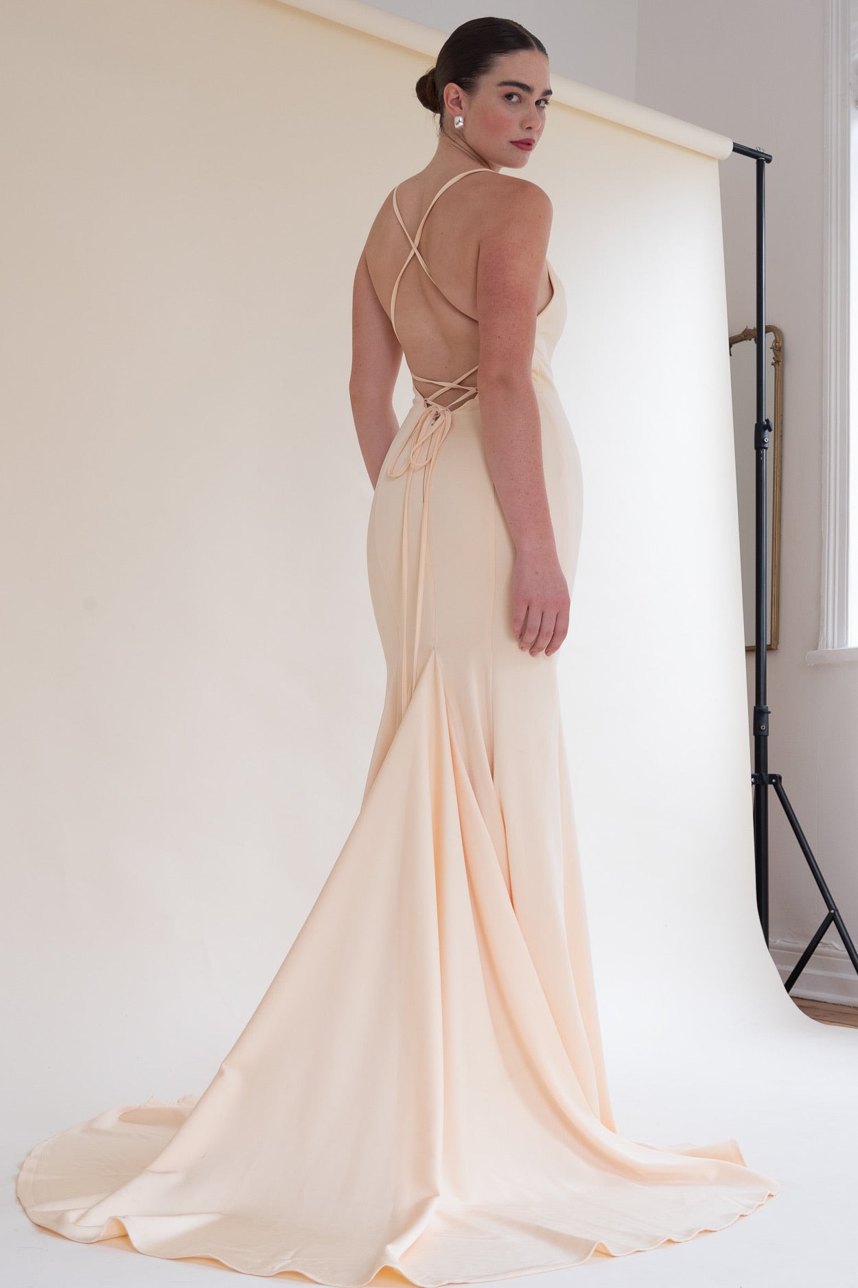 Floor-length Elain gown - pre-loved and available for resale as elegant sustainable occasionwear.
