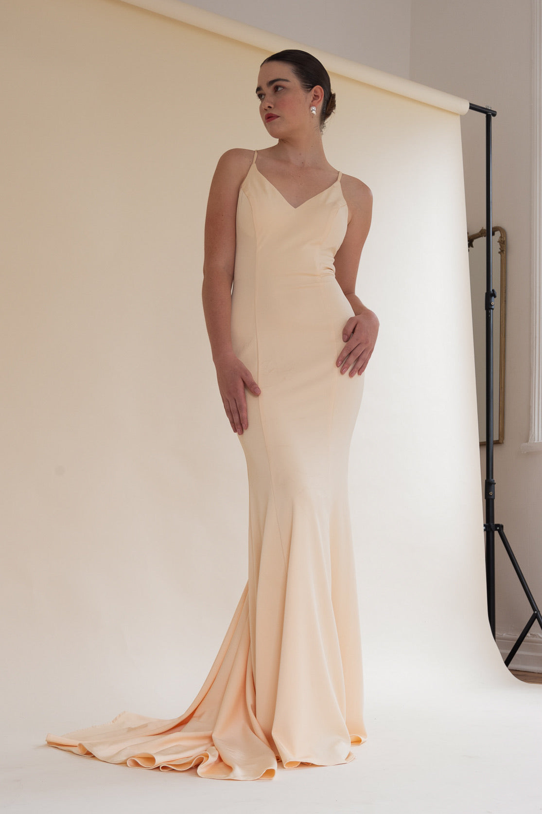 Floor-length Elain gown full length skirt, pre-loved and available for resale as elegant sustainable occasionwear.