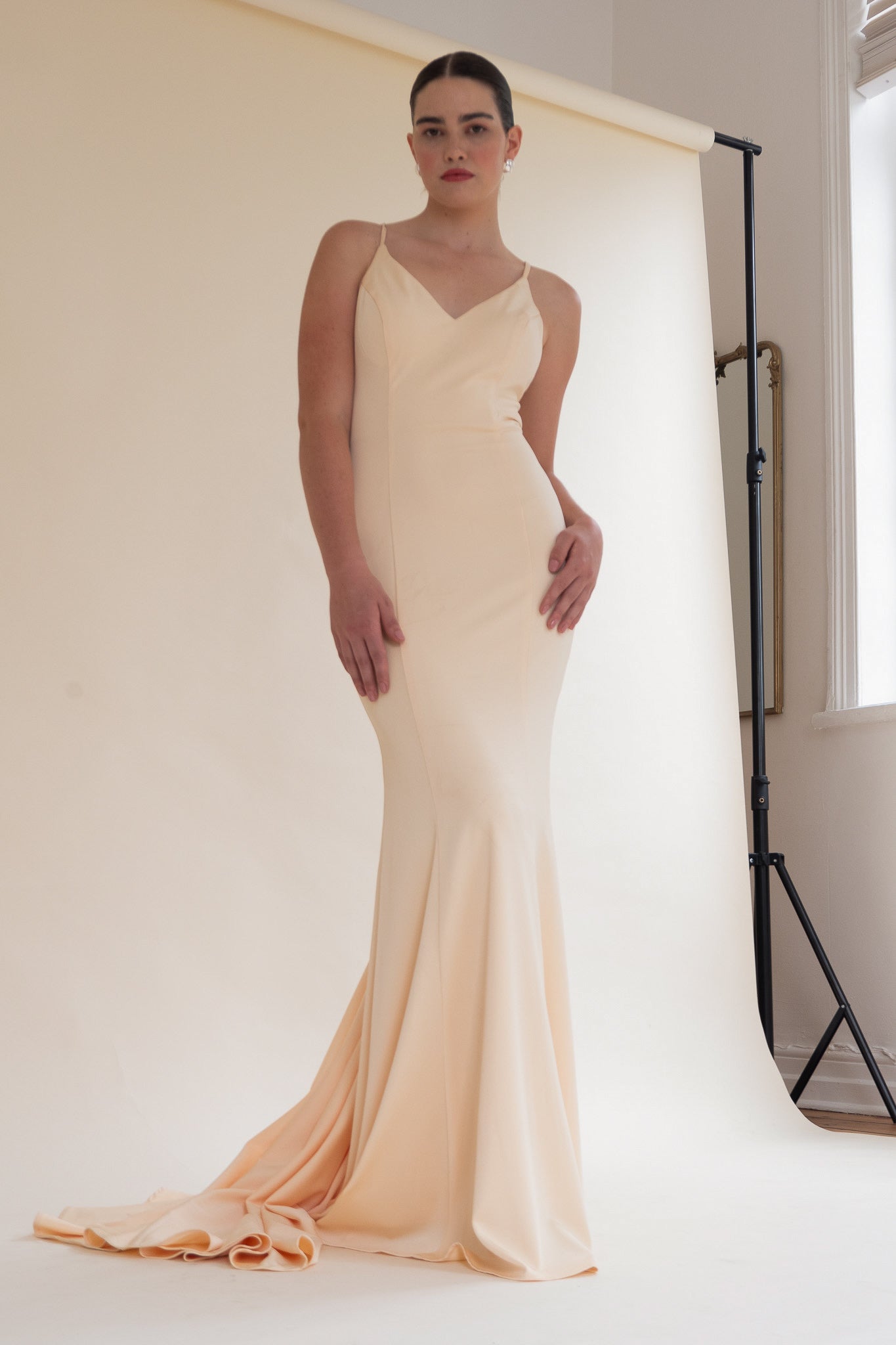 Floor-length Elain gown, pre-loved and available for resale as elegant sustainable occasionwear.