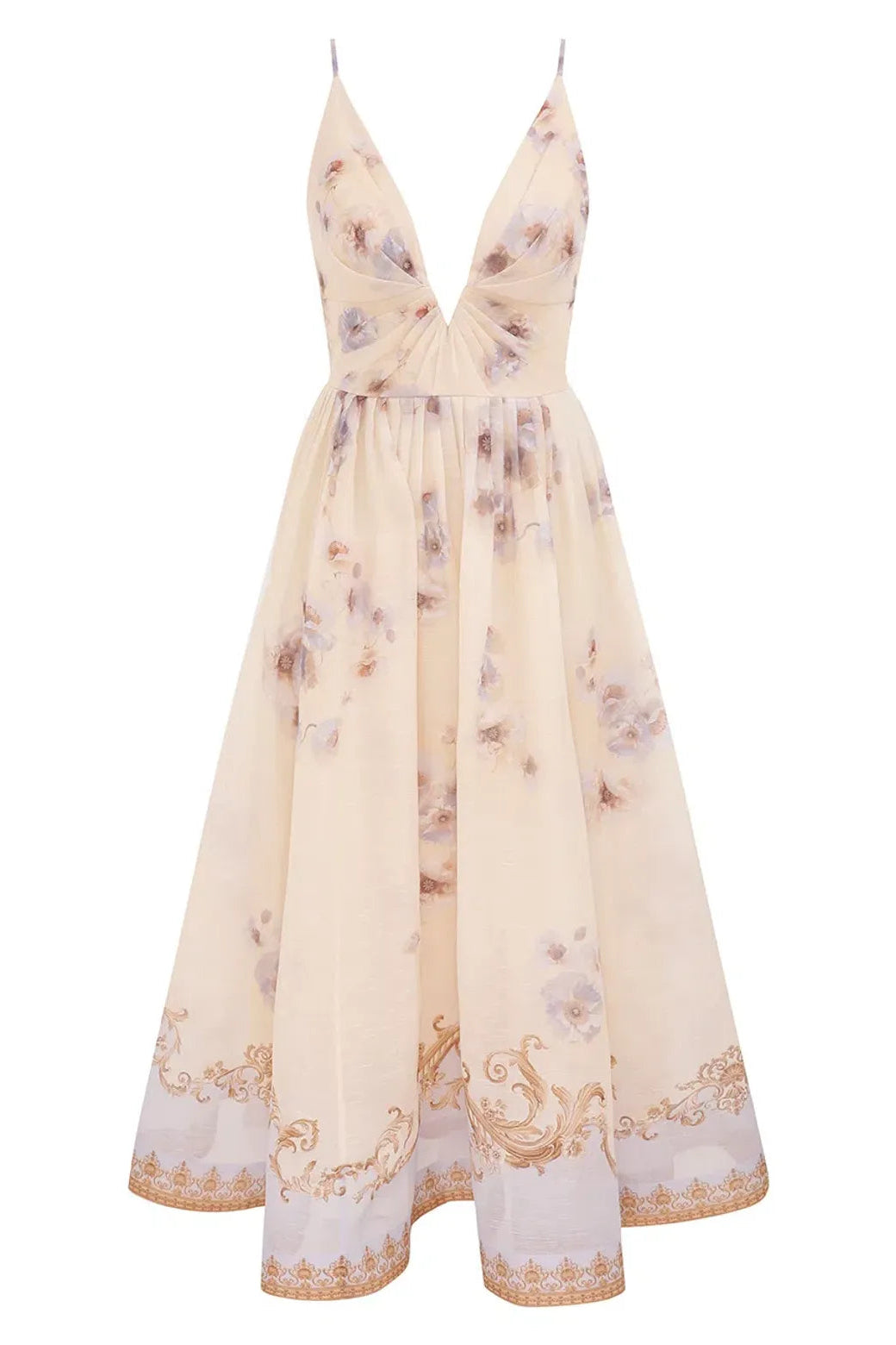 The Hypnotic V-Neck Midi Dress in Blue Floral