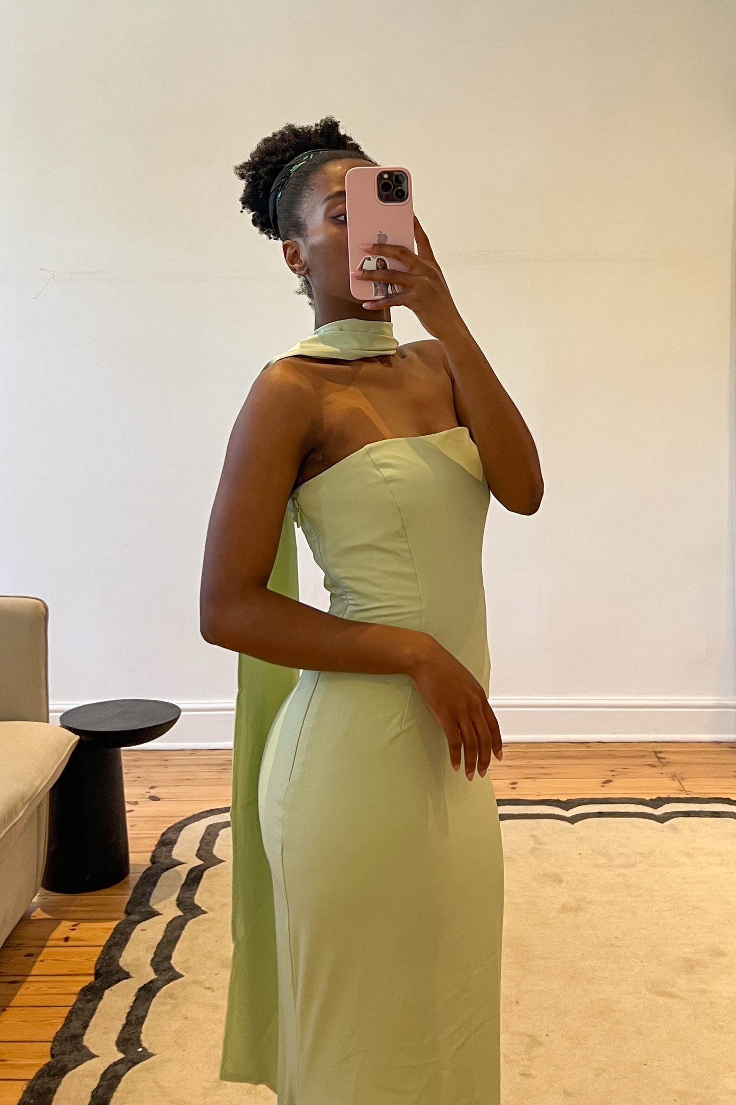 The Imogene Green Maxi Dress with Scarf
