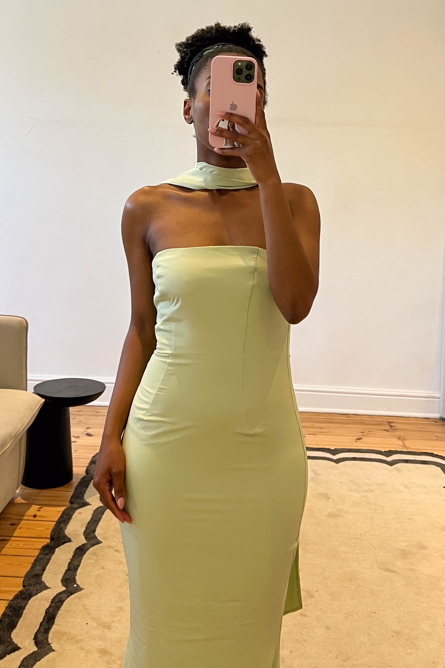 The Imogene Green Maxi Dress with Scarf