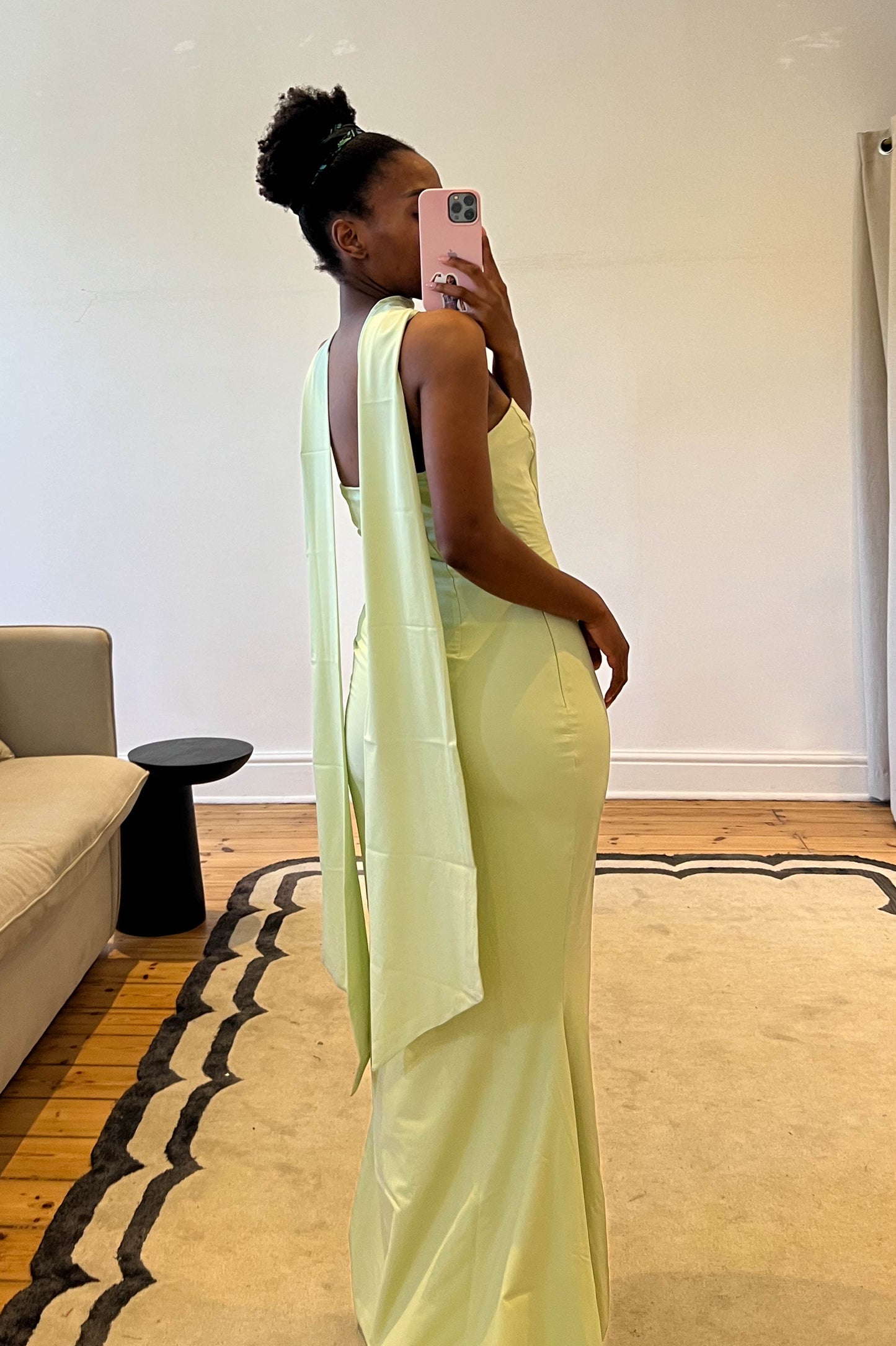 The Imogene Green Maxi Dress with Scarf