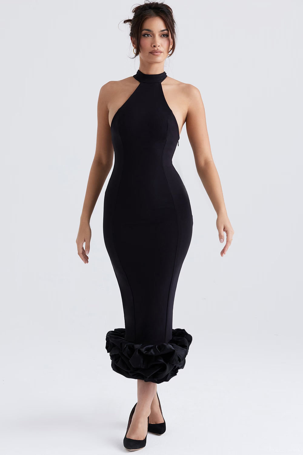 The Juniper Black Peplum Maxi Dress