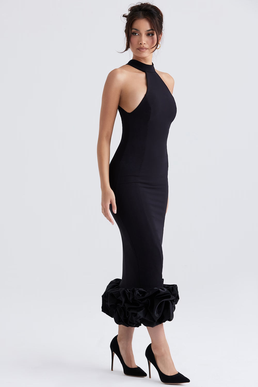 The Juniper Black Peplum Maxi Dress