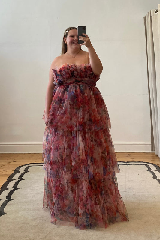 Natalia Tulle Maxi Dress in Mixed Floral