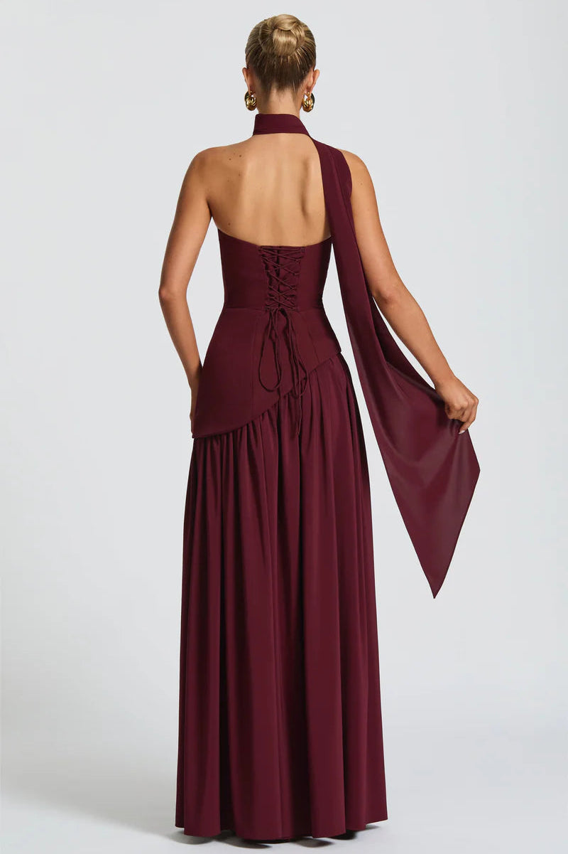 The Maliyah Maxi Dress in Cherry Lacquer