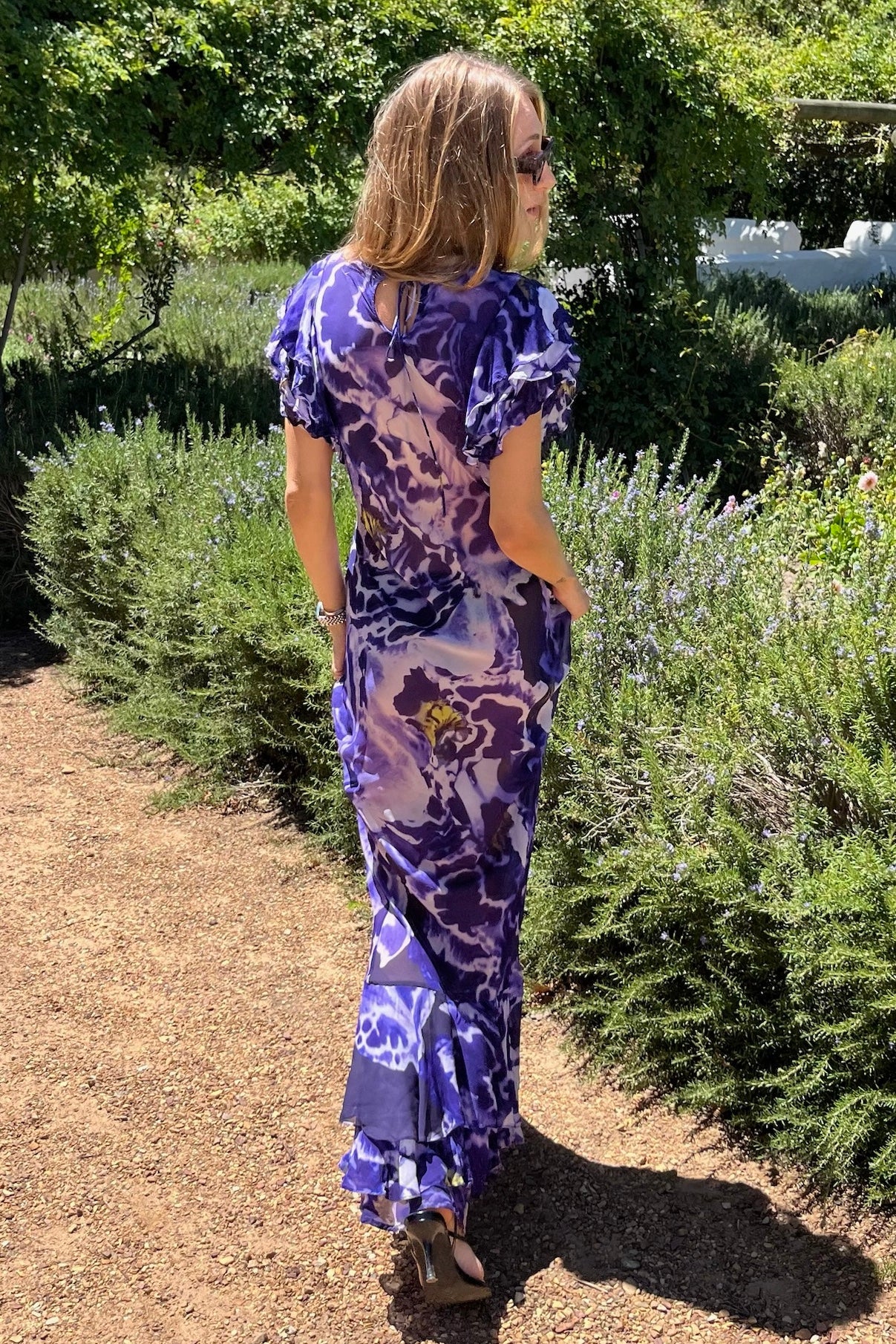 Rat & Boa The Delila Maxi Dress in a flowing purple floral.