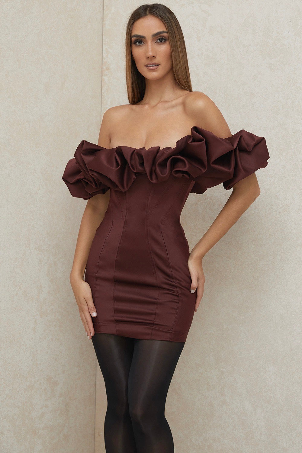 the bardot dress in wine
