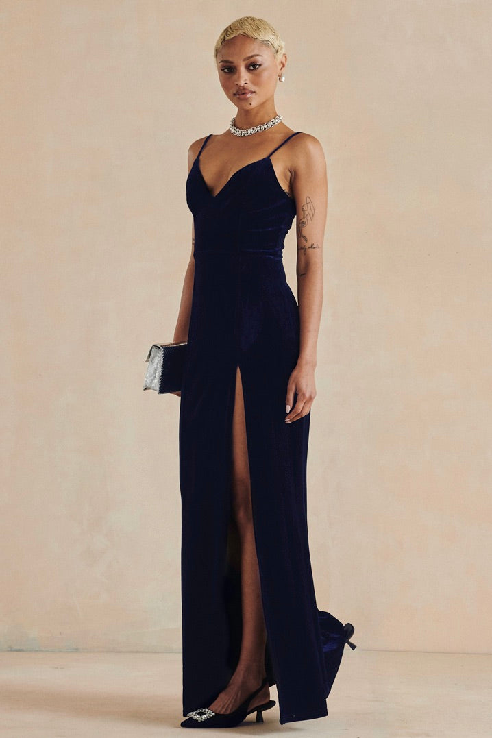 Front view of The Demetria Dress with floral print