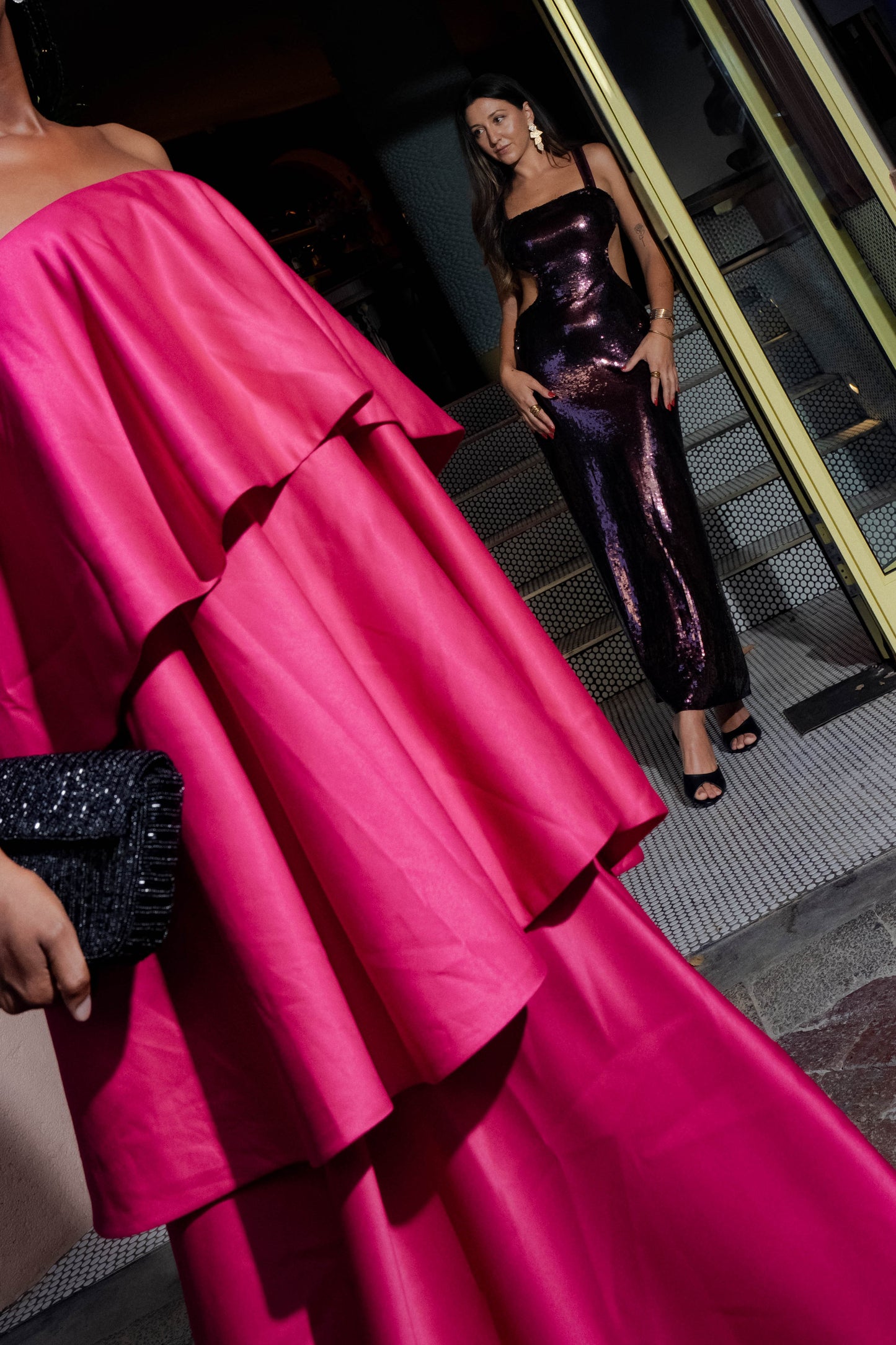 The Sonnet Mini Dress by SR | Poetry – a luxurious cherry red liquid sateen mini dress with corset boning and detachable bow. Perfect for formal occasions. Rent now.