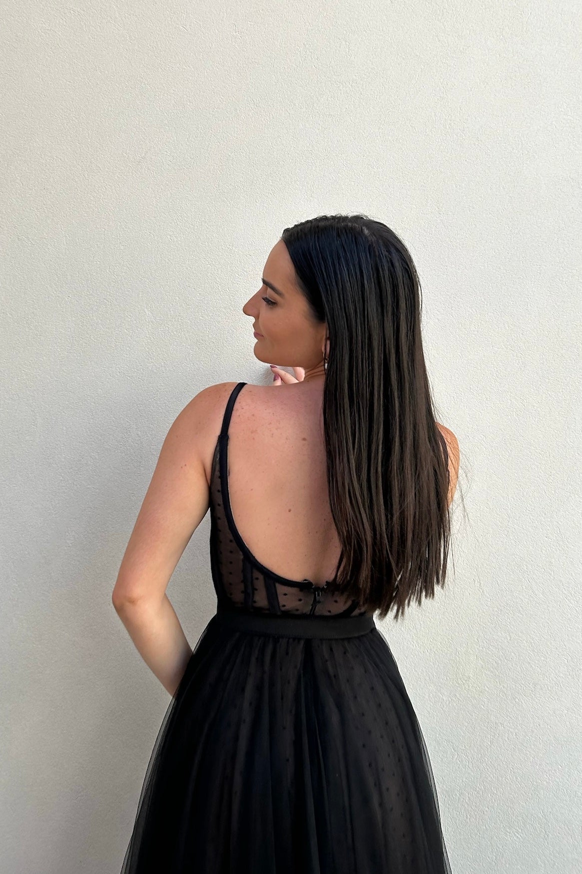 The Lucea Gown by Stephen Van Eeden – a dramatic black one-shoulder tulle gown perfect for formal occasions. Elegant, timeless, and available now.