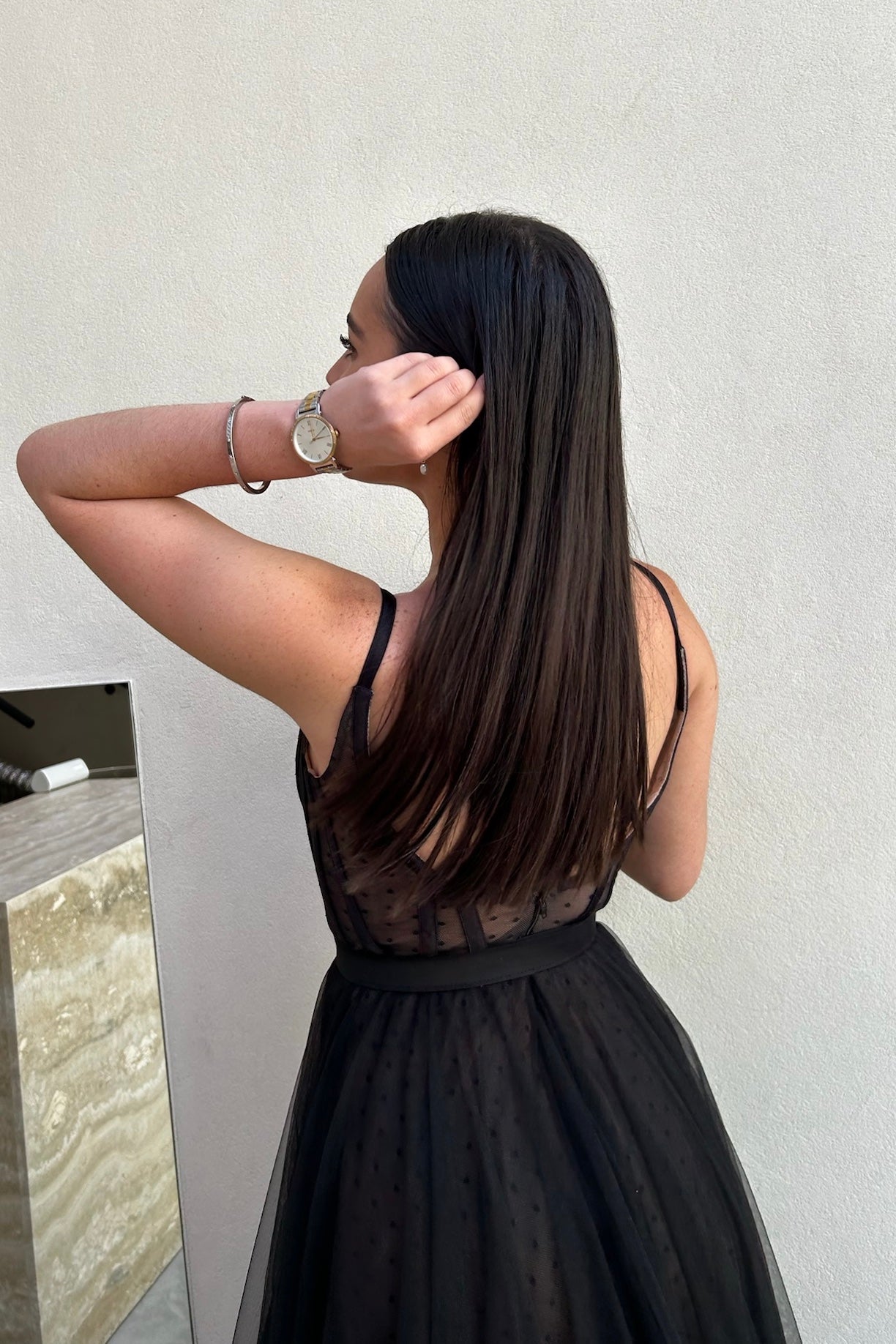 The Lucea Gown by Stephen Van Eeden – a dramatic black one-shoulder tulle gown perfect for formal occasions. Elegant, timeless, and available now.