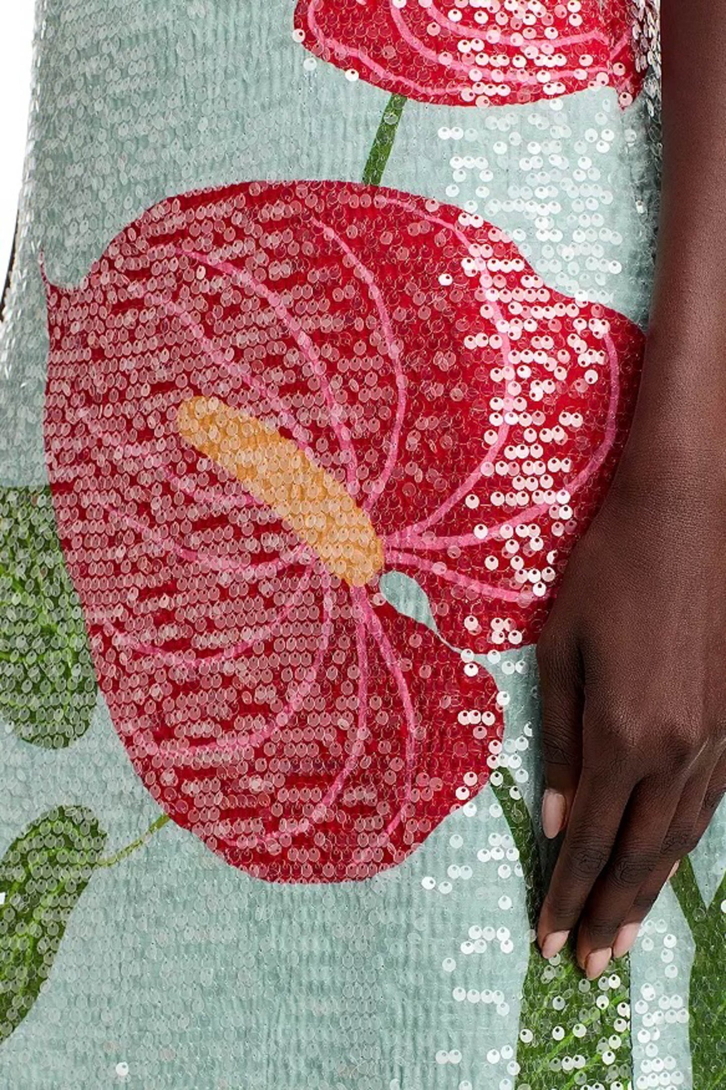 The Anthurium Printed Embellished Slip Dress