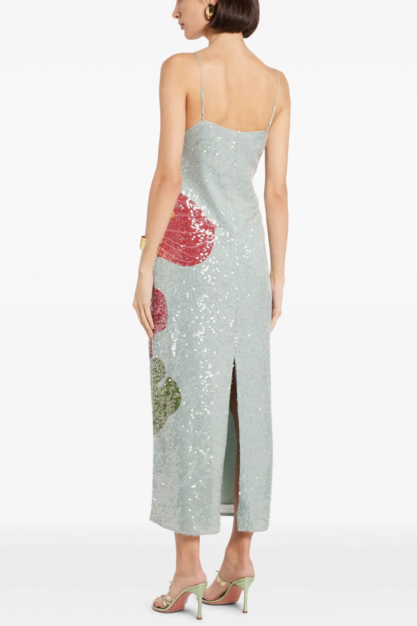 The Anthurium Printed Embellished Slip Dress